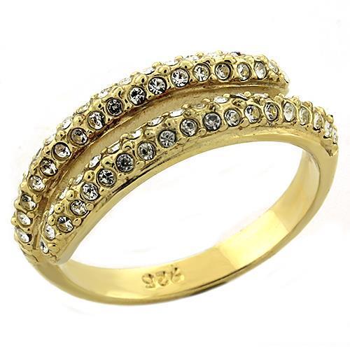 LOAS1224 - Gold 925 Sterling Silver Ring with AAA Grade CZ  in Clear-0