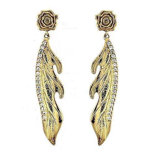 LOAS1313 - Gold 925 Sterling Silver Earrings with AAA Grade CZ  in Clear-0