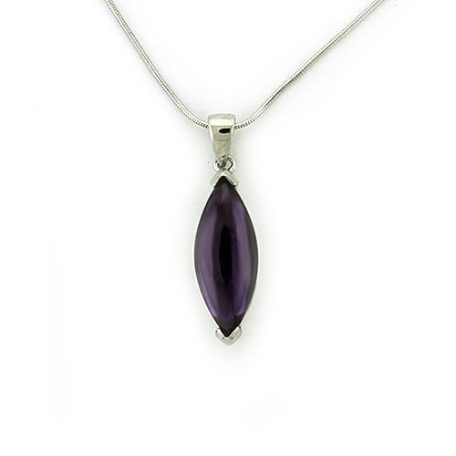 LOAS1316 - Rhodium 925 Sterling Silver Chain Pendant with AAA Grade CZ  in Amethyst-0