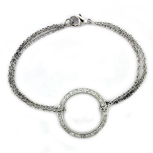 LOAS1317 - High polished (no plating) 925 Sterling Silver Bracelet with AAA Grade CZ  in Clear-0