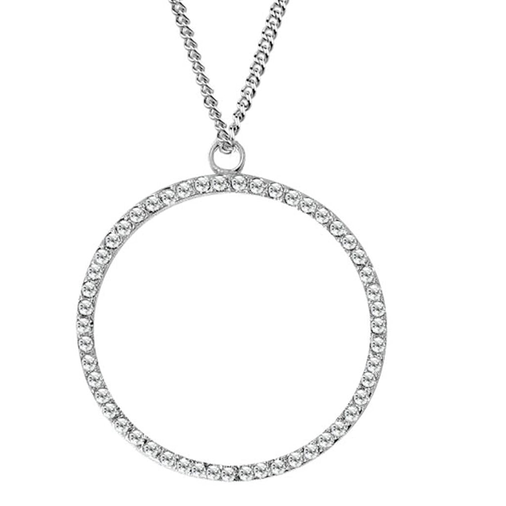LOAS1357 - Rhodium Brass Pendant with AAA Grade CZ  in Clear-0