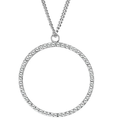 LOAS1357 - Rhodium Brass Pendant with AAA Grade CZ  in Clear-0