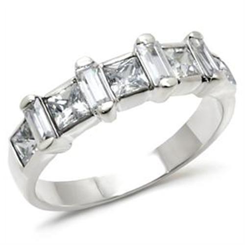 LOAS725 - High-Polished 925 Sterling Silver Ring with AAA Grade CZ  in Clear-0
