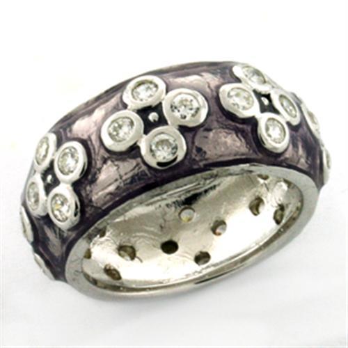 LOAS730 - Rhodium 925 Sterling Silver Ring with Epoxy  in Light Amethyst-0