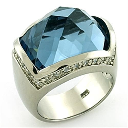 LOAS769 - Rhodium 925 Sterling Silver Ring with Semi-Precious Spinel in London Blue-0