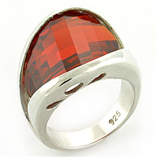 LOAS773 - Rhodium 925 Sterling Silver Ring with AAA Grade CZ  in Orange-0