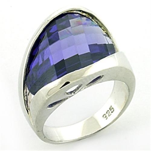 LOAS777 - Rhodium 925 Sterling Silver Ring with AAA Grade CZ  in Amethyst-0