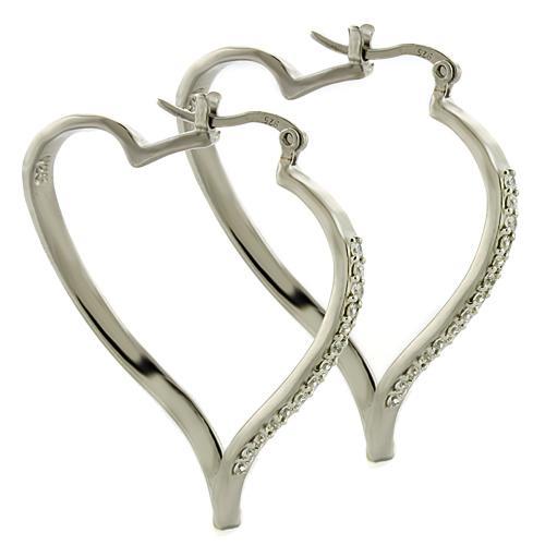 LOAS784 - High-Polished 925 Sterling Silver Earrings with AAA Grade CZ  in Clear-0