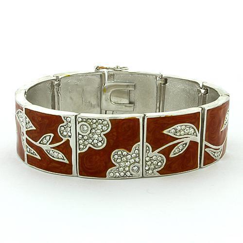 LOAS812 - Rhodium 925 Sterling Silver Bracelet with Top Grade Crystal  in Clear-0