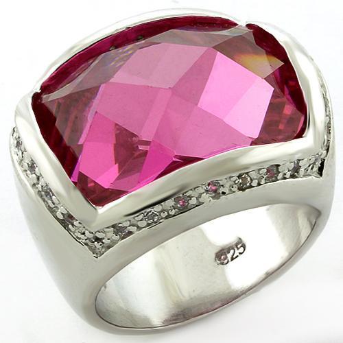 LOAS818 - Rhodium 925 Sterling Silver Ring with AAA Grade CZ  in Rose-0