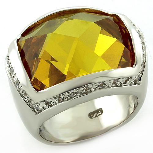 LOAS820 - Rhodium 925 Sterling Silver Ring with AAA Grade CZ  in Topaz-0