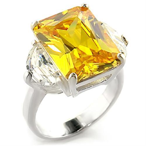 LOAS828 - High-Polished 925 Sterling Silver Ring with AAA Grade CZ  in Citrine-0