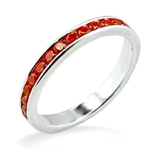 LOAS829 - High-Polished 925 Sterling Silver Ring with AAA Grade CZ  in Orange-0
