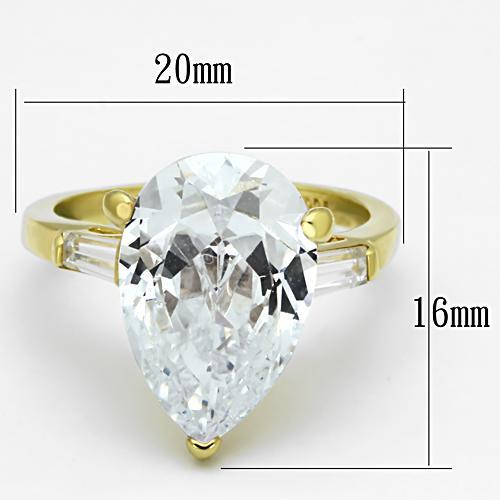 LOAS867 - Gold 925 Sterling Silver Ring with AAA Grade CZ  in Clear-1