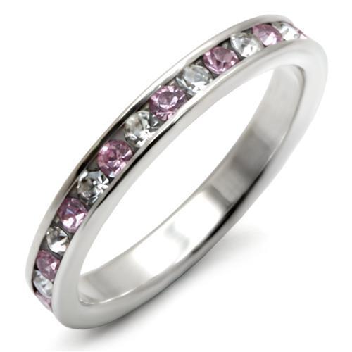 LOAS911 - High-Polished 925 Sterling Silver Ring with Top Grade Crystal  in Light Amethyst-0