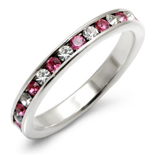 LOAS913 - High-Polished 925 Sterling Silver Ring with Top Grade Crystal  in Rose-0