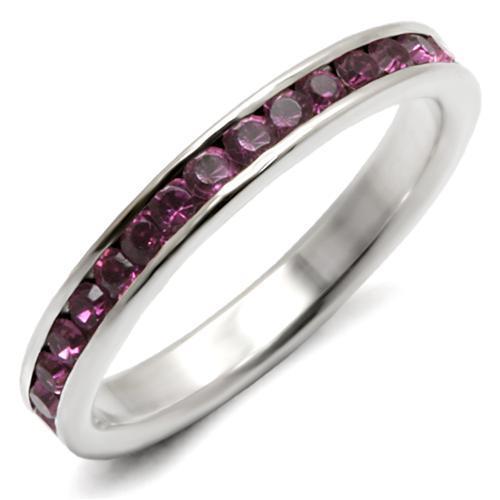 LOAS915 - High-Polished 925 Sterling Silver Ring with Top Grade Crystal  in Amethyst-0