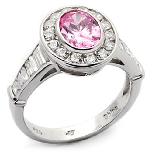 LOS044 - Rhodium 925 Sterling Silver Ring with AAA Grade CZ  in Rose-0