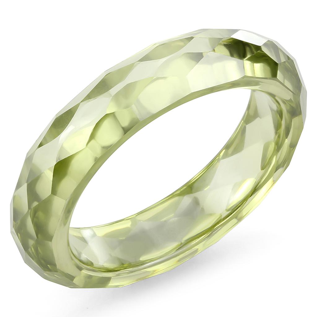 LOS082 -  Stone Ring with AAA Grade CZ  in Olivine color-0
