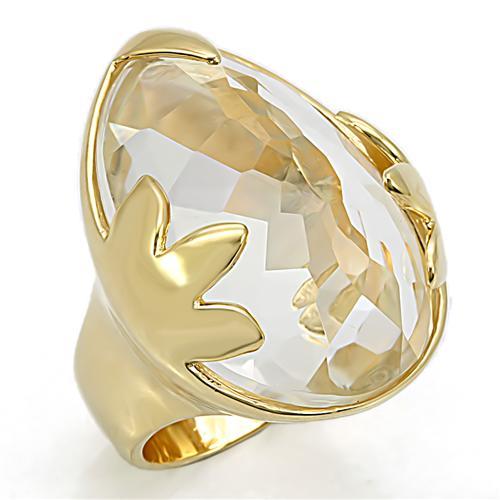 LOS206 - Gold 925 Sterling Silver Ring with Genuine Stone  in Clear-0