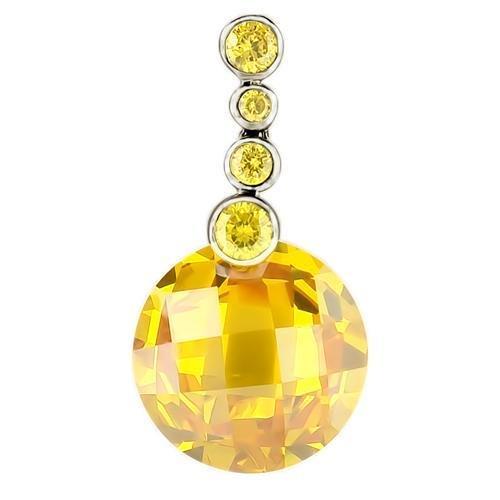 LOS239 - Rhodium 925 Sterling Silver Pendant with AAA Grade CZ  in Topaz-0