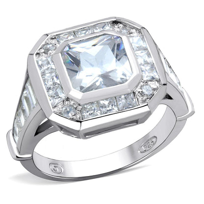 LOS267 - Rhodium 925 Sterling Silver Ring with AAA Grade CZ  in Clear-0