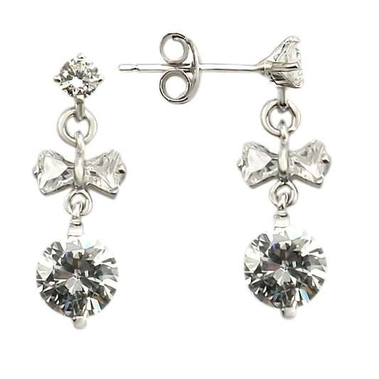LOS313 - Rhodium 925 Sterling Silver Earrings with AAA Grade CZ  in Clear-0