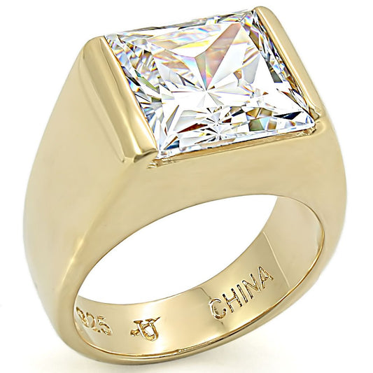 LOS375 - Gold 925 Sterling Silver Ring with AAA Grade CZ  in Clear-0