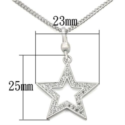 LOS441 - Silver 925 Sterling Silver Chain Pendant with AAA Grade CZ  in Clear-1