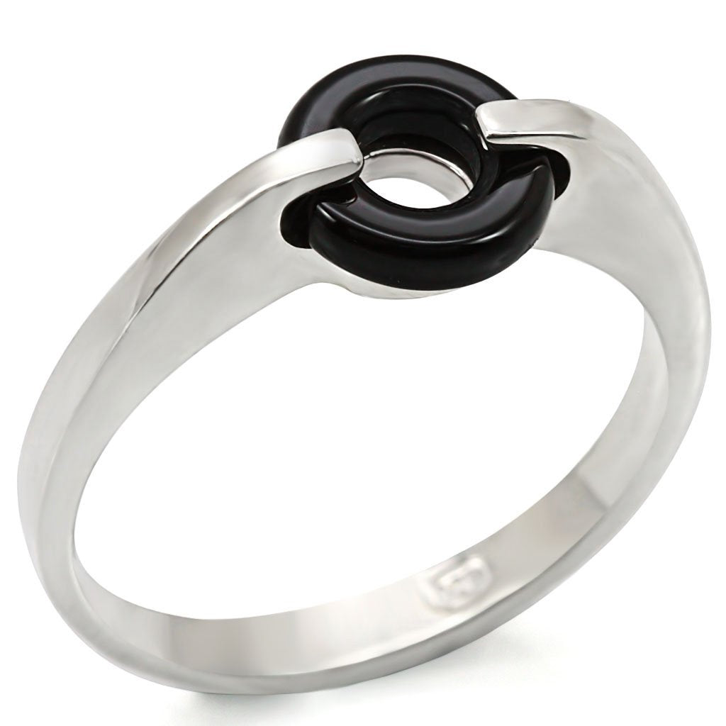 LOS456 - Silver 925 Sterling Silver Ring with Semi-Precious Agate in Jet-0