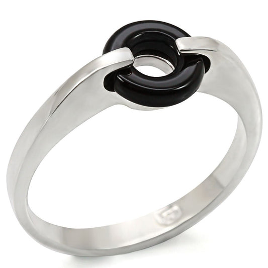 LOS456 - Silver 925 Sterling Silver Ring with Semi-Precious Agate in Jet-0
