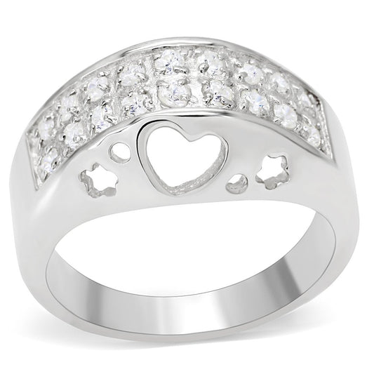 LOS506 - Silver 925 Sterling Silver Ring with AAA Grade CZ  in Clear-0