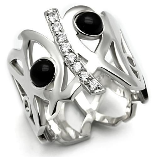 LOS532 - Silver 925 Sterling Silver Ring with Semi-Precious Onyx in Jet-0