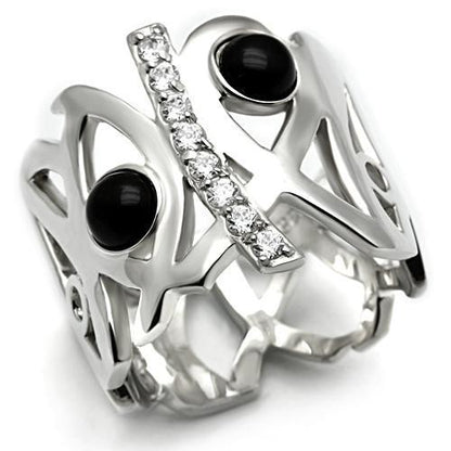 LOS532 - Silver 925 Sterling Silver Ring with Semi-Precious Onyx in Jet-0