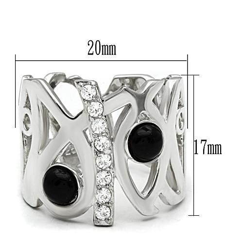 LOS532 - Silver 925 Sterling Silver Ring with Semi-Precious Onyx in Jet-1