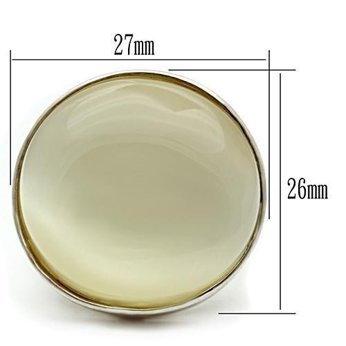 LOS537 - Silver 925 Sterling Silver Ring with Synthetic Cat Eye in White-1