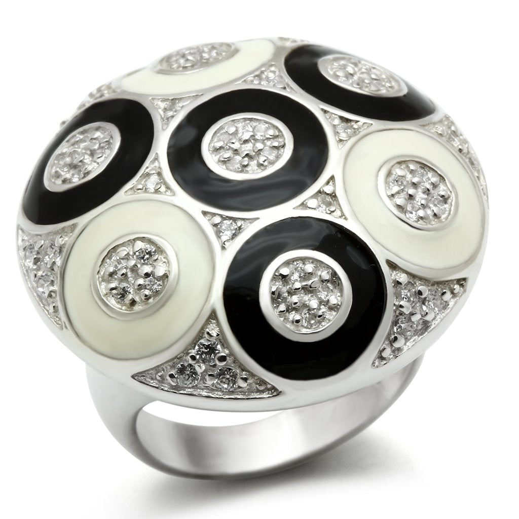 LOS541 - Silver 925 Sterling Silver Ring with AAA Grade CZ  in Clear-0