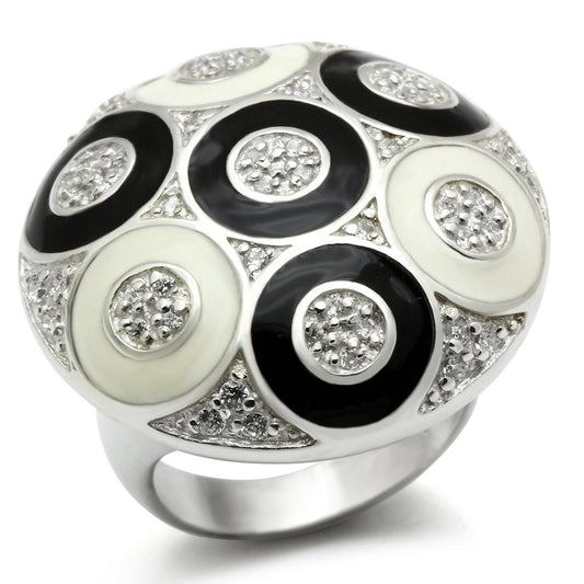 LOS541 - Silver 925 Sterling Silver Ring with AAA Grade CZ  in Clear-0