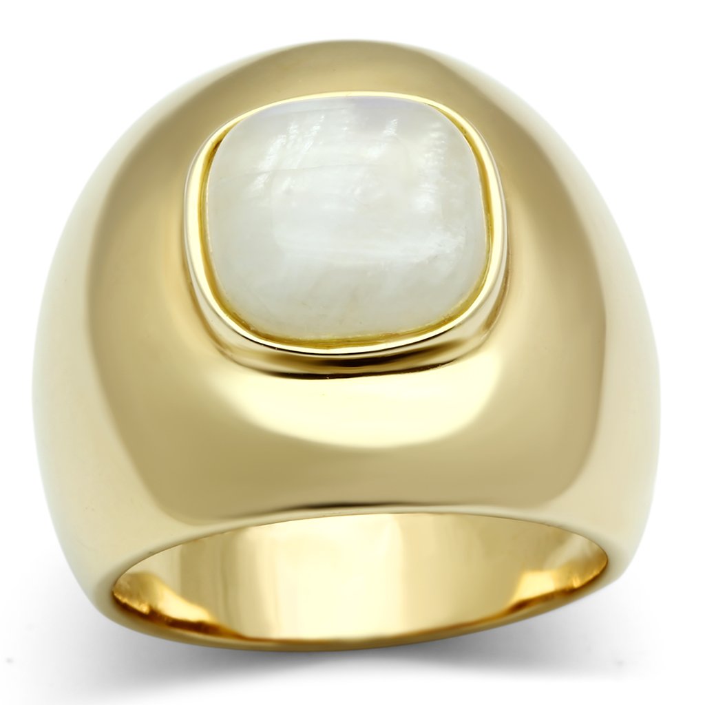 LOS544 - Gold 925 Sterling Silver Ring with Semi-Precious Moon Stone in White-0