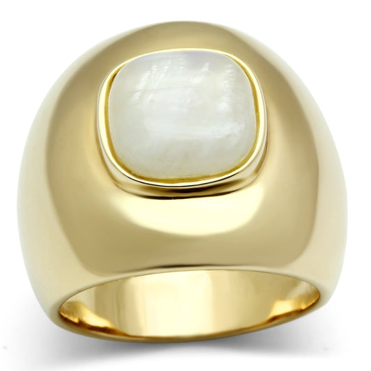LOS544 - Gold 925 Sterling Silver Ring with Semi-Precious Moon Stone in White-0