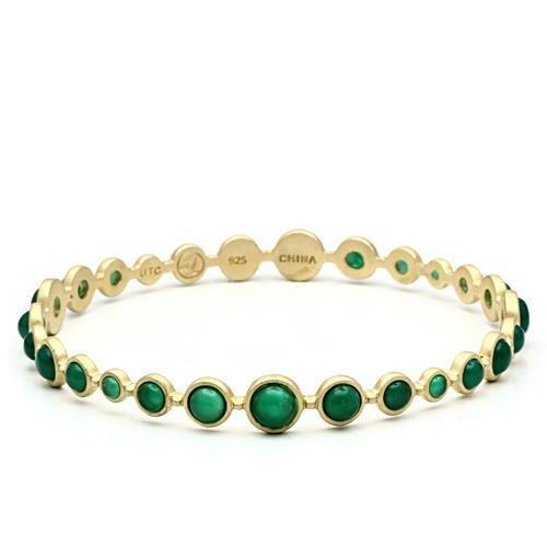 LOS550 - Matte Gold 925 Sterling Silver Bangle with Semi-Precious Onyx in Emerald-0