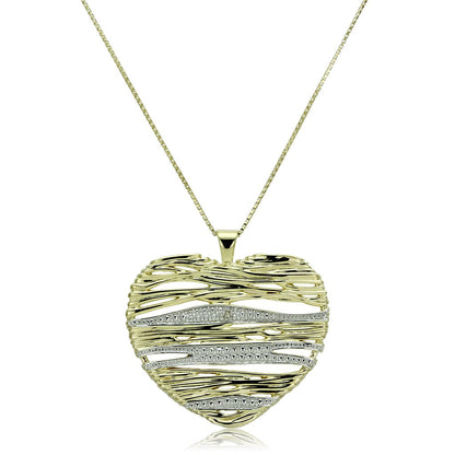 LOS599 - Gold+Rhodium 925 Sterling Silver Necklace with AAA Grade CZ  in Clear-0