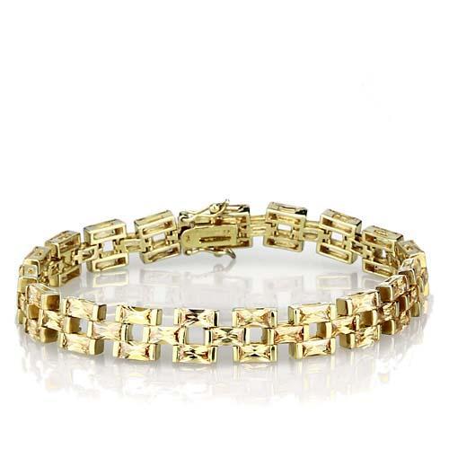 LOS601 - Gold 925 Sterling Silver Bracelet with AAA Grade CZ  in Champagne-0
