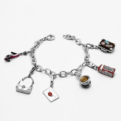 LOS606 - Silver 925 Sterling Silver Bracelet with Epoxy  in Multi Color-0