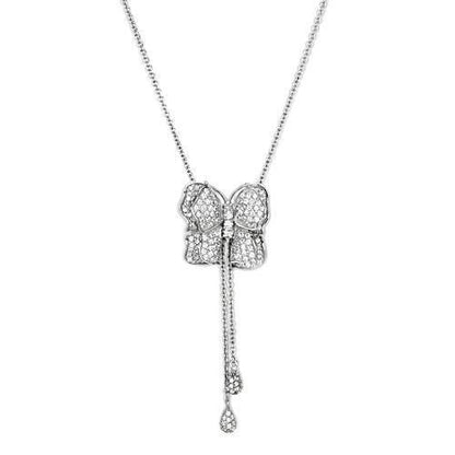 LOS608 - Silver 925 Sterling Silver Necklace with AAA Grade CZ  in Clear-0