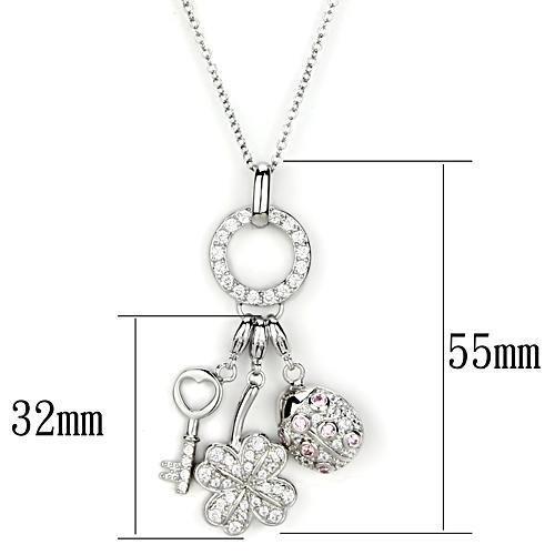LOS609 - Silver 925 Sterling Silver Necklace with AAA Grade CZ  in Multi Color-1