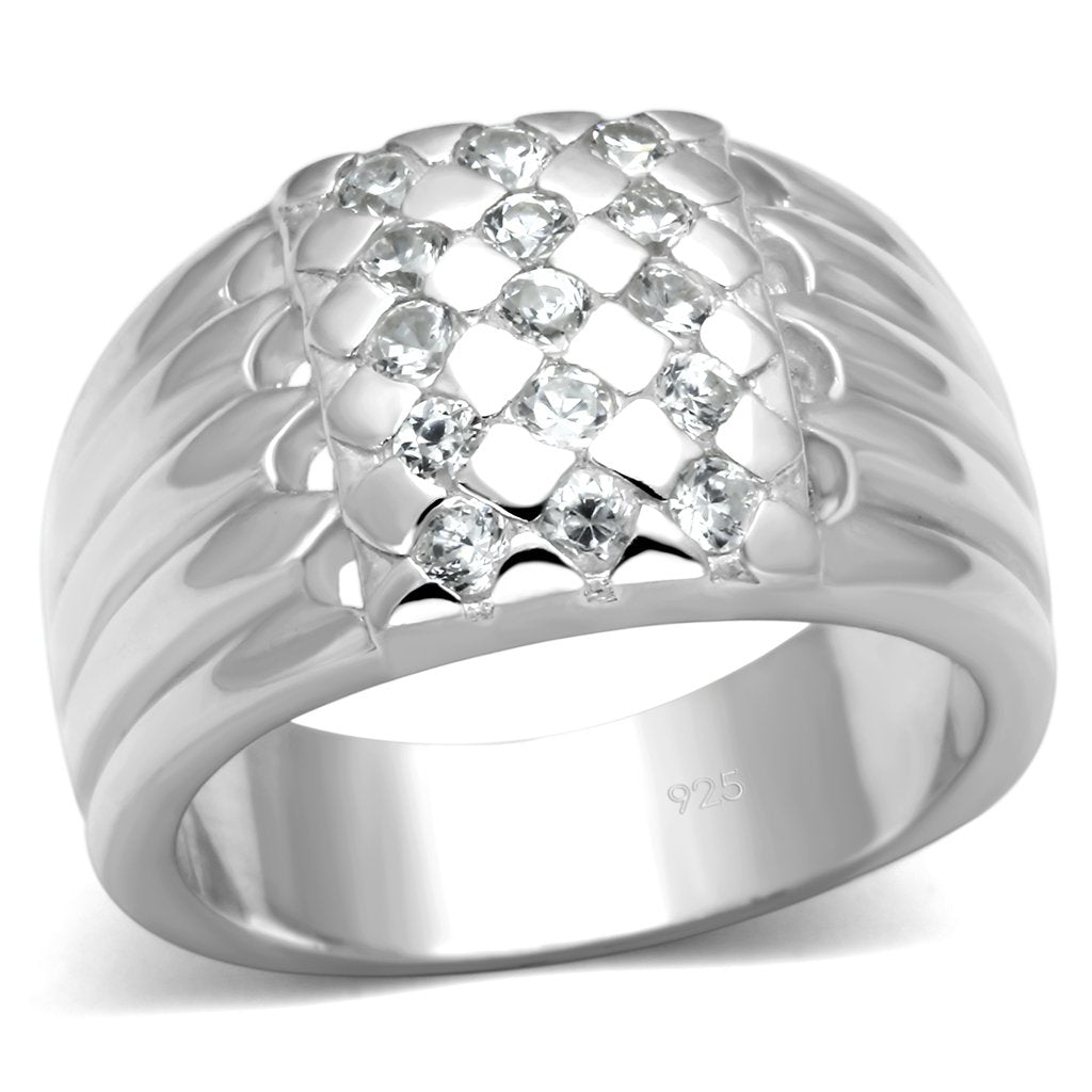 LOS639 - Silver 925 Sterling Silver Ring with AAA Grade CZ  in Clear-0