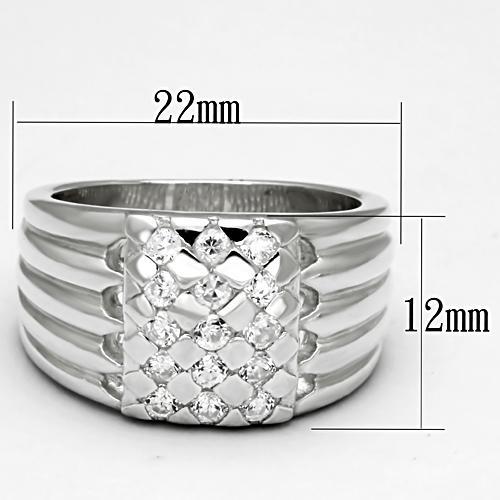 LOS639 - Silver 925 Sterling Silver Ring with AAA Grade CZ  in Clear-1