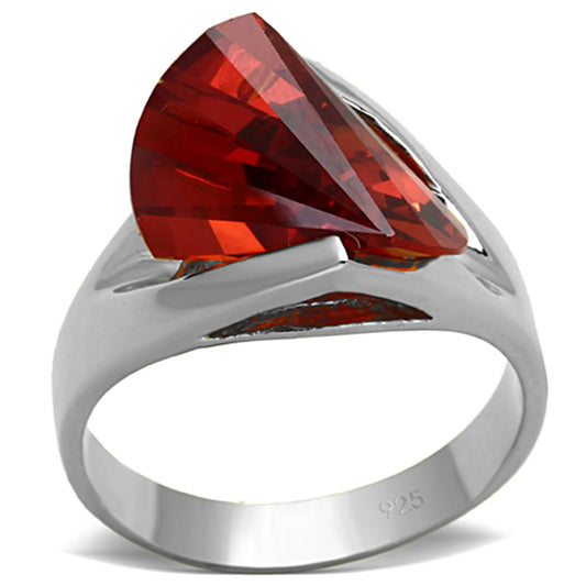 LOS640 - Silver 925 Sterling Silver Ring with AAA Grade CZ  in Garnet-0