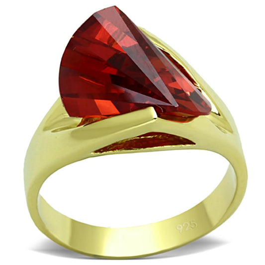 LOS641 - Gold 925 Sterling Silver Ring with AAA Grade CZ  in Garnet-0